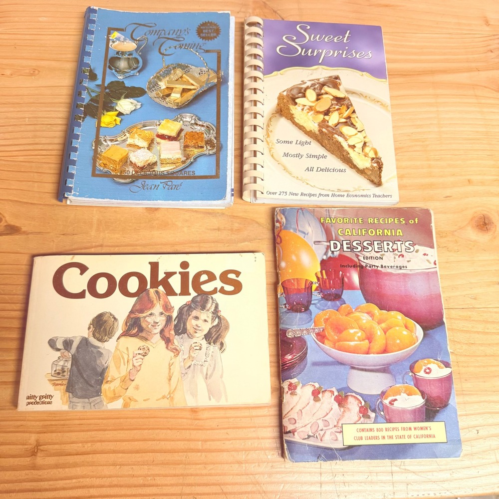 Vtg Dessert Cookbook Lot 4 Books Sweets Squares Cookies California Recipes 1990s